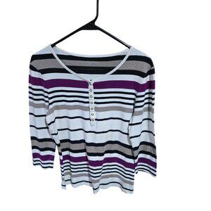 Croft & Barrow Striped Top With Snap Front